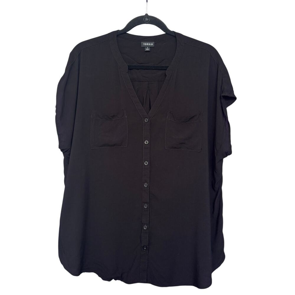 Torrid Black Button Up Blouse Top Shirt Plus Size Short Sleeve